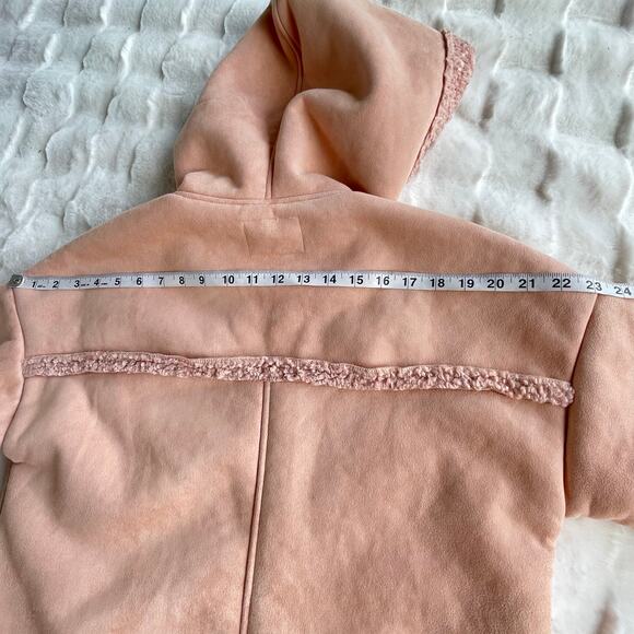 🔥GUESS Faux Sherpa Shearling suede fur Coat Jacket in Rose Pink Outdoor Rugged - Picture 14 of 16